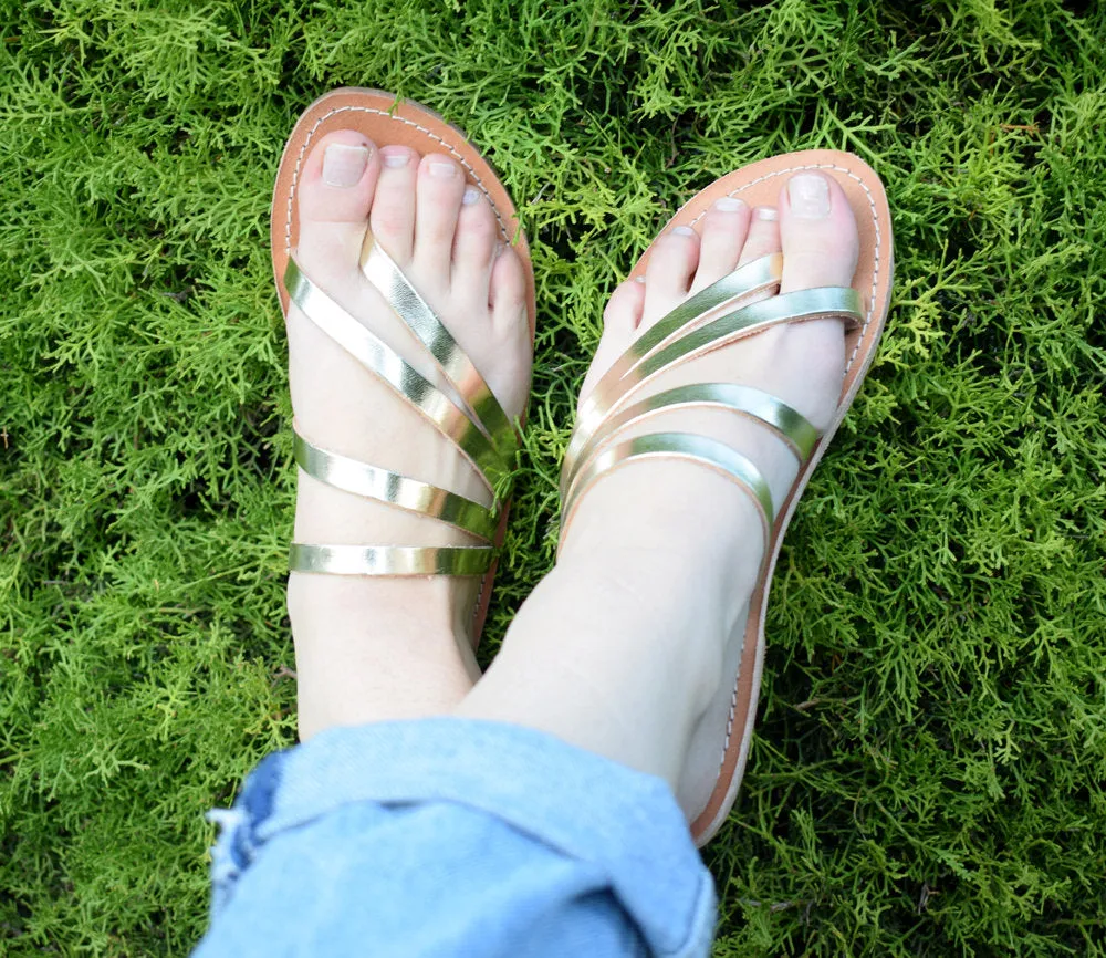Gold sandals, Handmade sandals, High Quality Genuine Leather. Classic and stylish, all leather, handmade sandals, NAFSIKA
