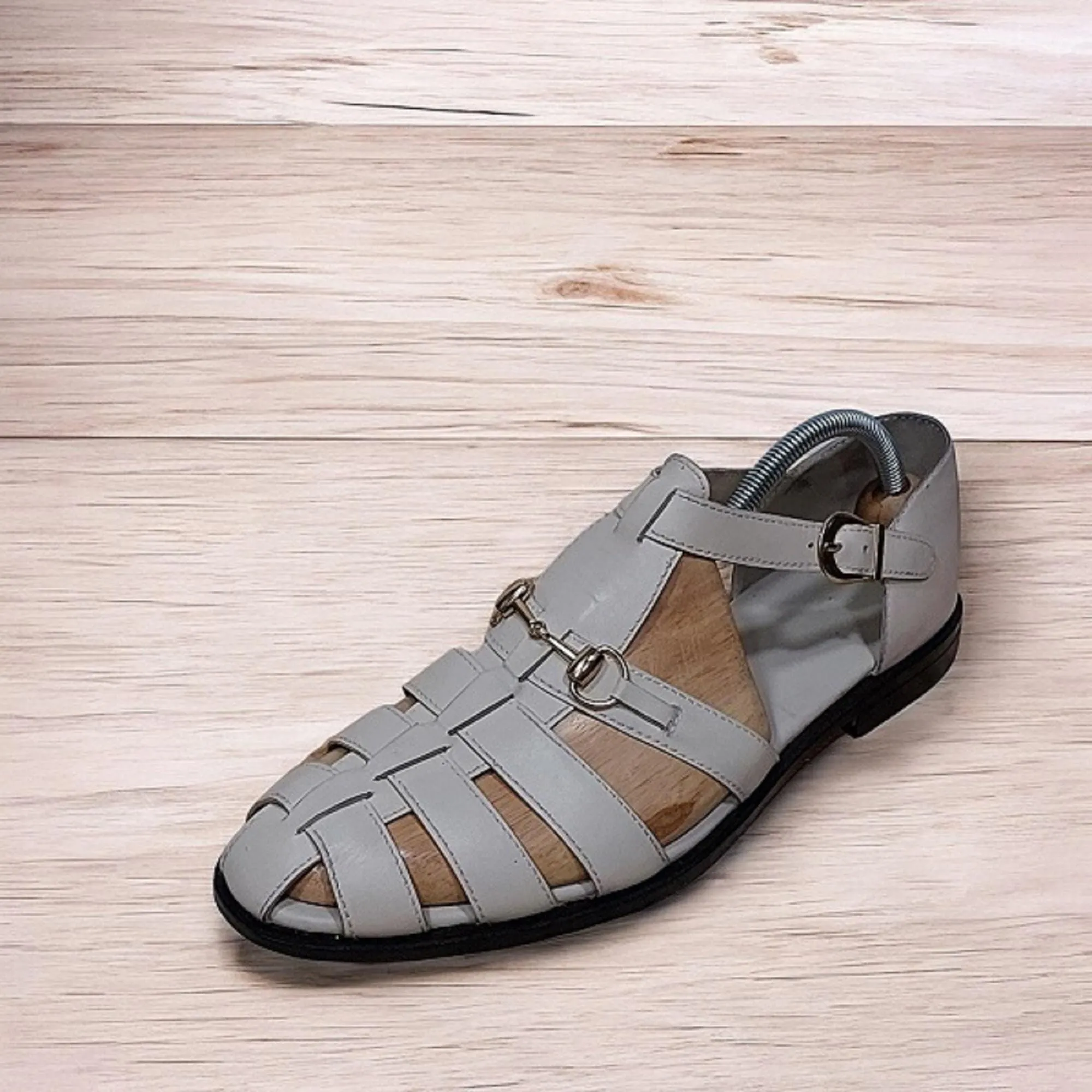 Grey Leather Sandals: Stylish & Handcrafted for Summer