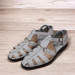 Grey Leather Sandals: Stylish & Handcrafted for Summer
