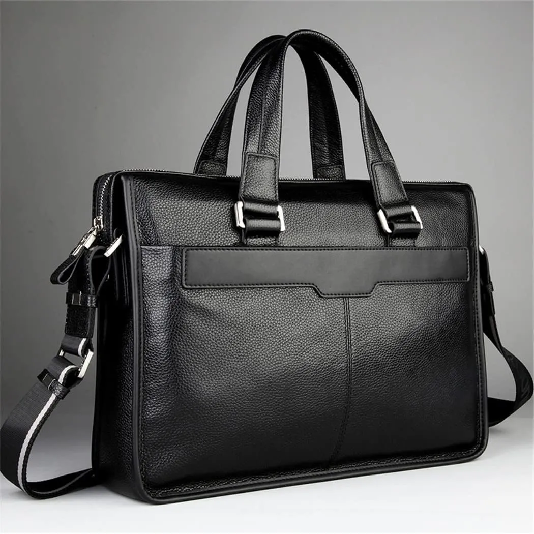 Haitpant Men Genuine Leather Briefcase, Laptop Leather Bag, 15.6'' Notebook Computer Bag