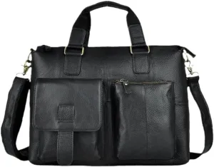 Haitpant Men Leather Retro Travel Business Briefcase 15" Laptop Case Portfolio Bag Shoulder Messenger Bag