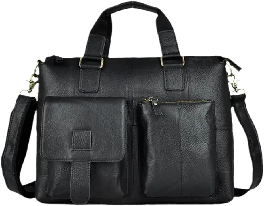 Haitpant Men Leather Retro Travel Business Briefcase 15" Laptop Case Portfolio Bag Shoulder Messenger Bag