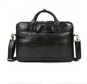HBJWOV Men's Leather Briefcase Retro Business Tote Cowhide Shoulder Crossbody Bag Computer Bag Commuter Bag
