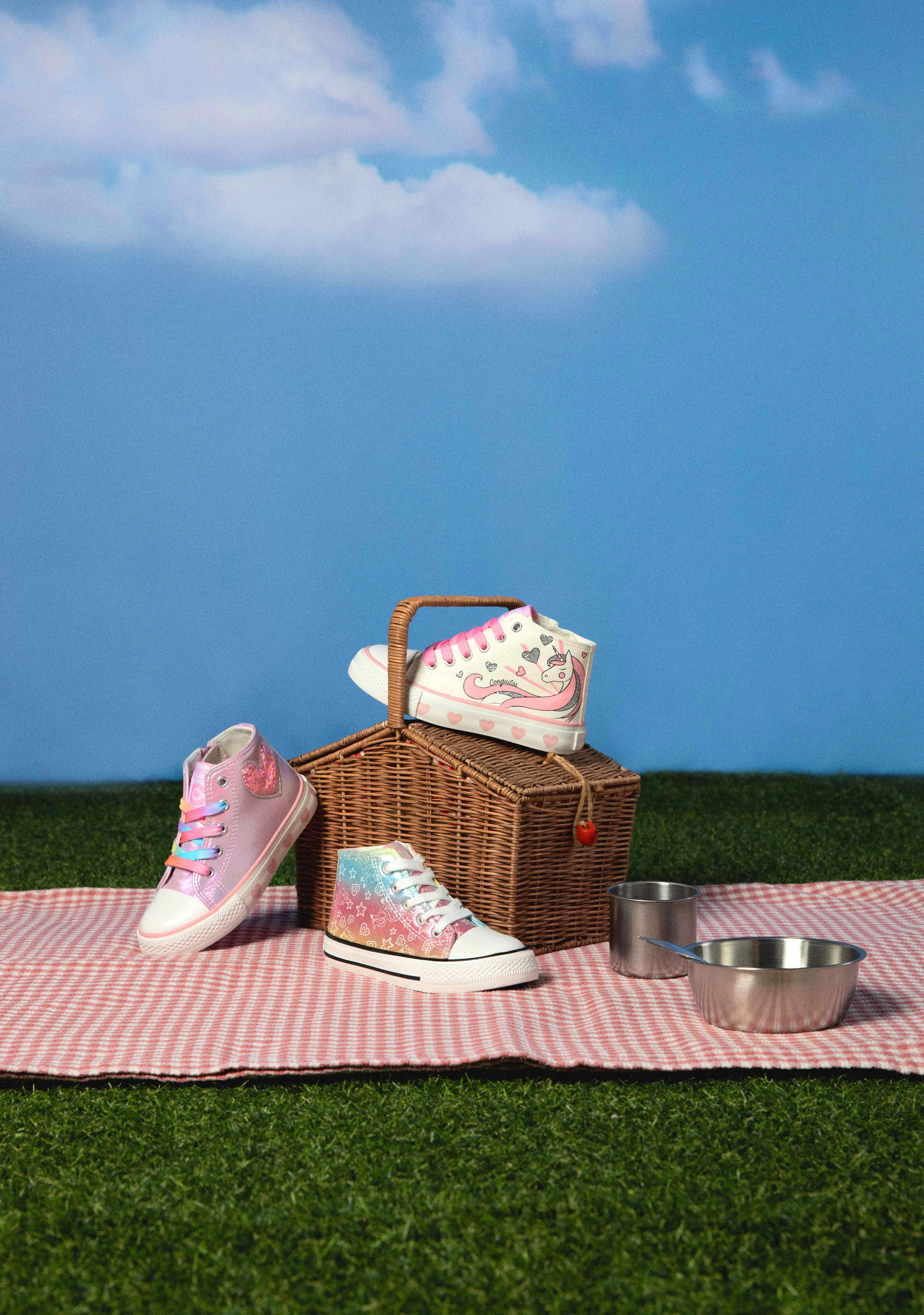 Iridescent Pink Heart Hi-Top Sneakers