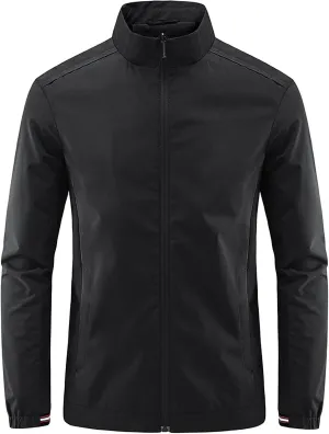 JEShifangjiusu Mens Casual Windproof Breathable Jacket Lightweight Windbreaker Rain Jacket Mesh Lined Collar Outdoor Overcoat