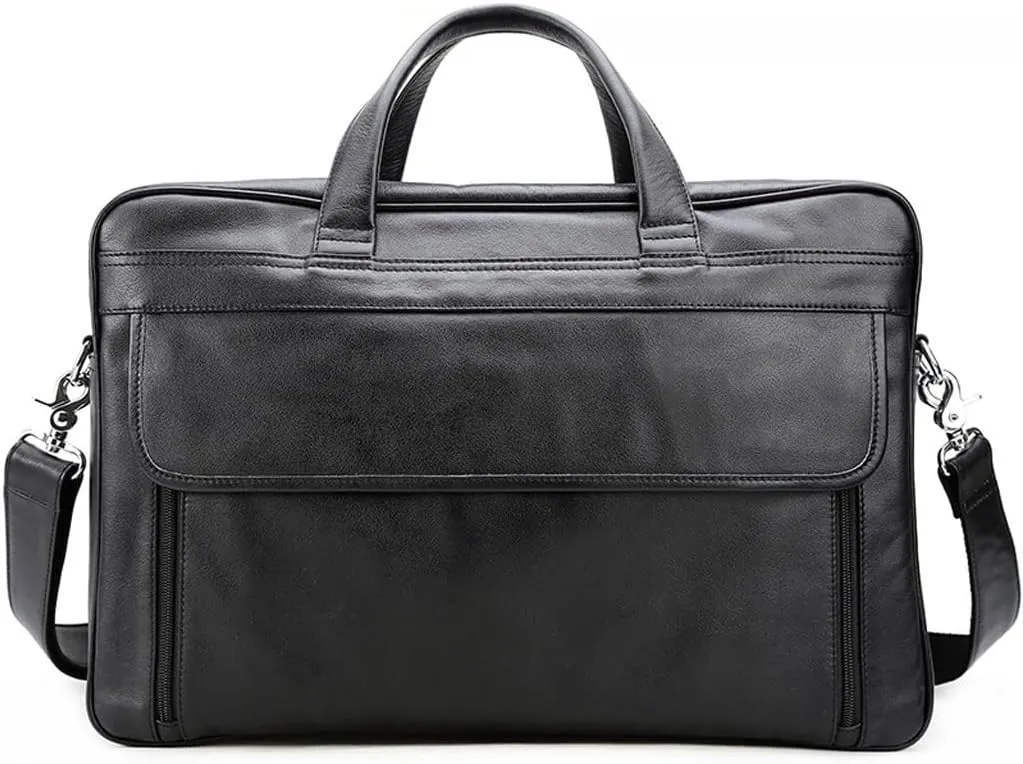 JSEIAJB Cowhide Briefcase Men's Business Commuter Handbag Leather Shoulder Crossbody Computer Business Bag