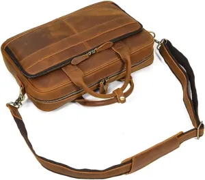 JSEIAJB Tote Briefcase Leather Men's Vintage Commuter Baottop Layer Cowhide 14 "computer Handbag Business Bag