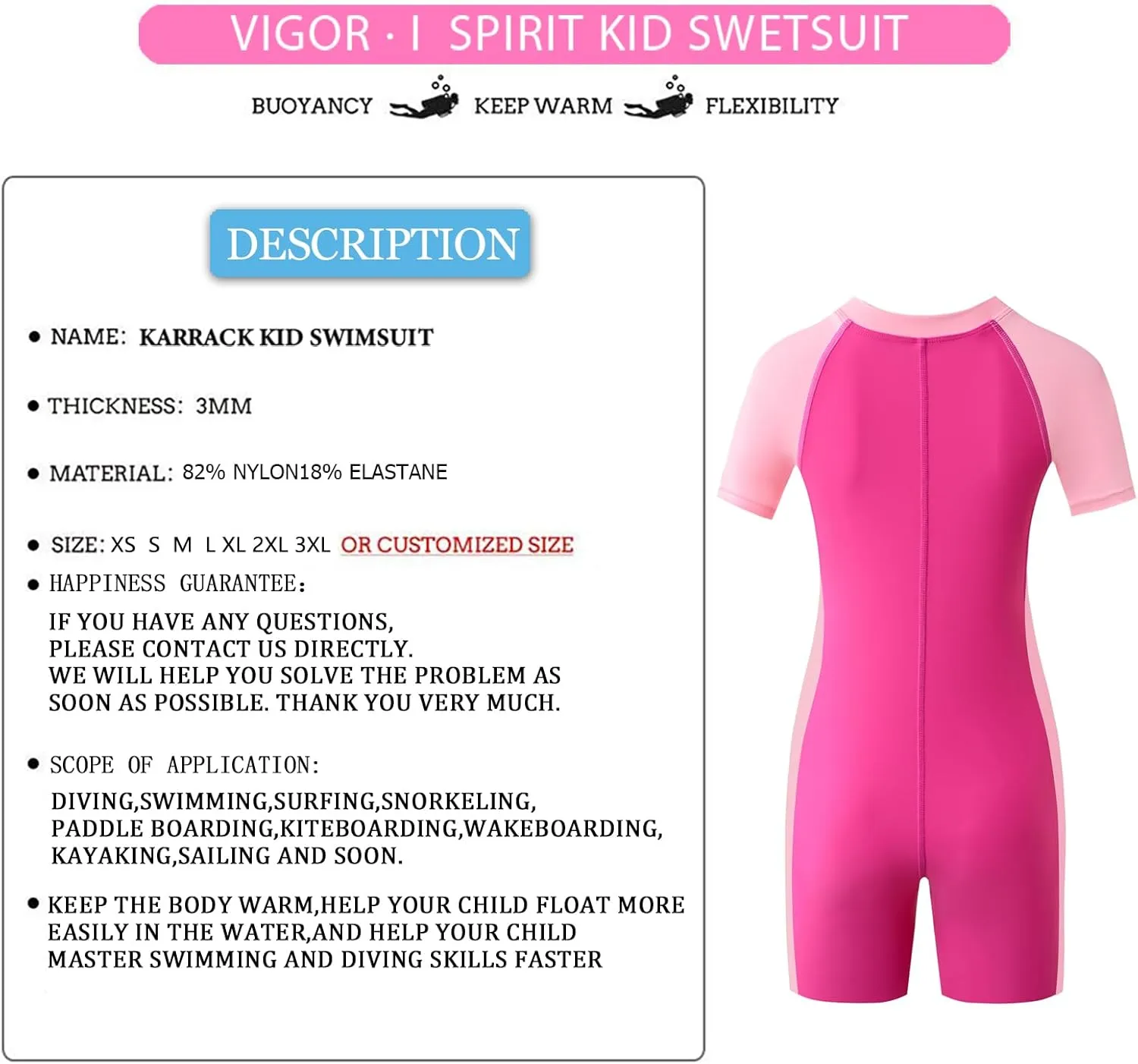 karrack Girls and Boys One Piece Rash Guard Swimsuit Kid Water Sport Short Swimsuit UPF 50  Sun Protection Bathing Suits