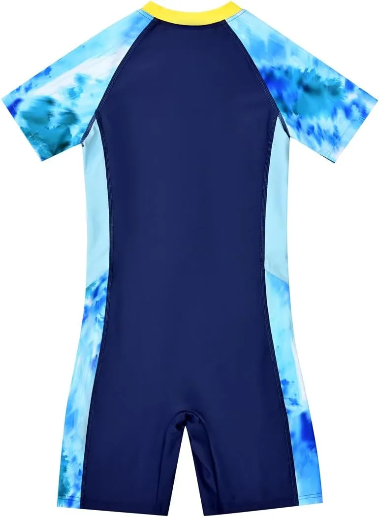 karrack Girls and Boys One Piece Rash Guard Swimsuit Kid Water Sport Short Swimsuit UPF 50  Sun Protection Bathing Suits