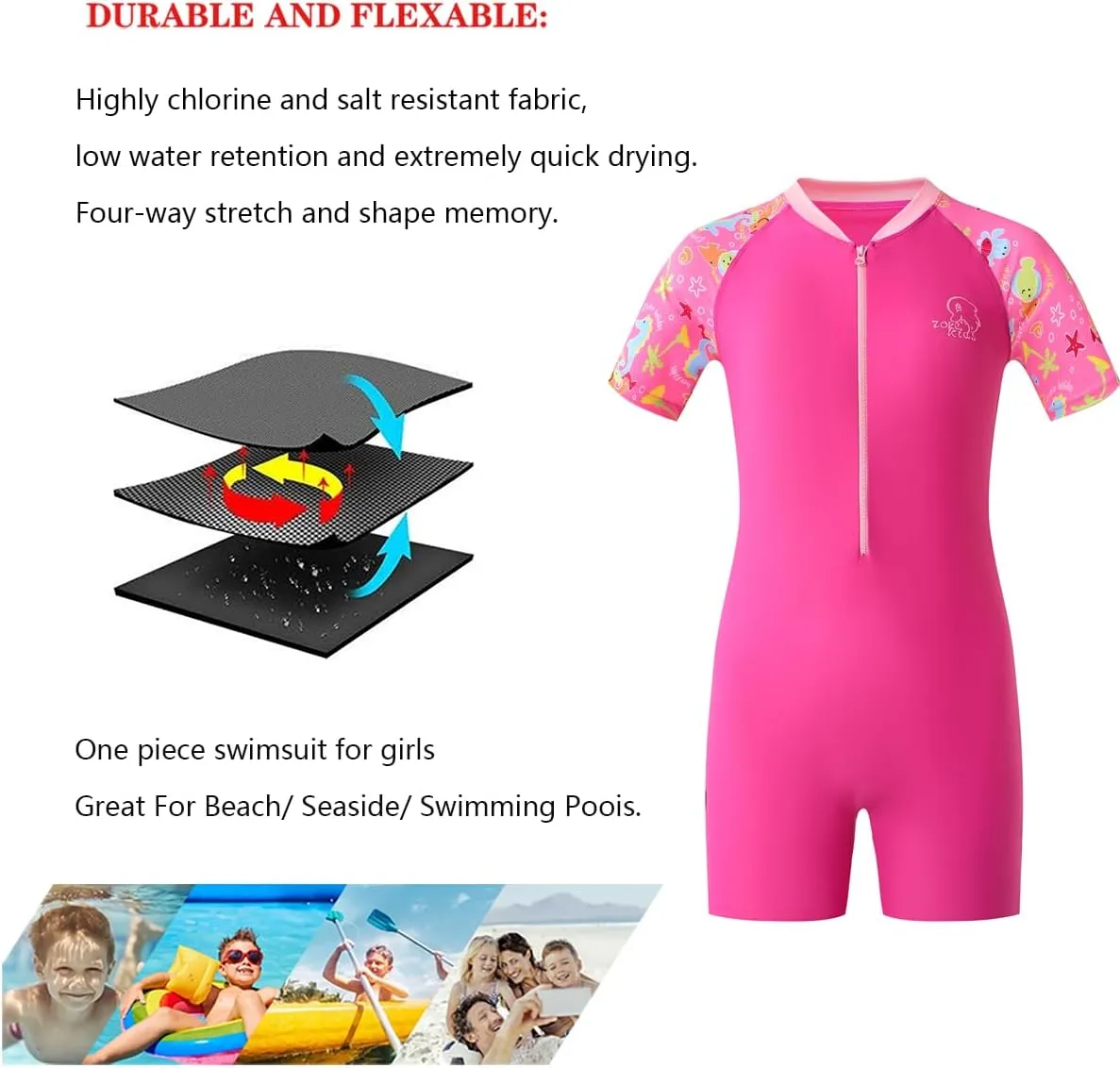 karrack Girls One Piece Swimsuit Kid Swimsuit Girls Water Sport Swimsuit UPF 50  Sun Protection Bathing Suits