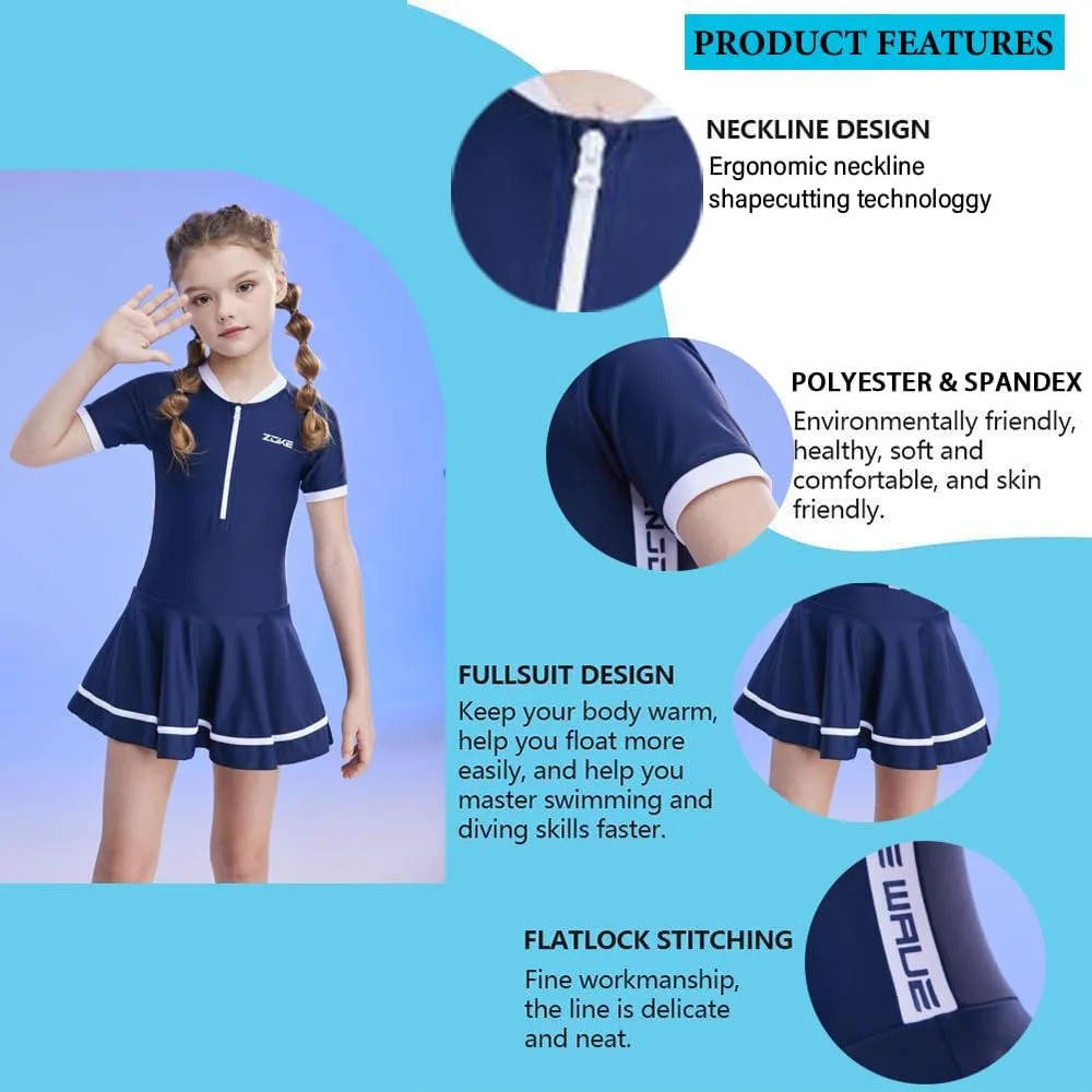 karrack Girls Swimsuit Beach Sport Skirt hemt One Piece Swimsuit UPF 50  Sun Protection Bathing Suits