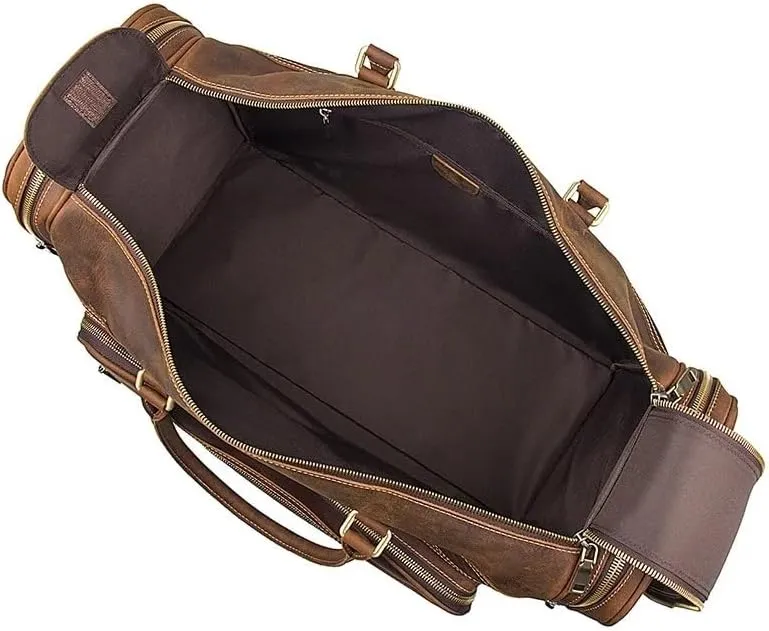 Leather Mens Travel Bag Waterproof Leather Overnight Bag for Male Hand Luggage Men Weekend Bag Business