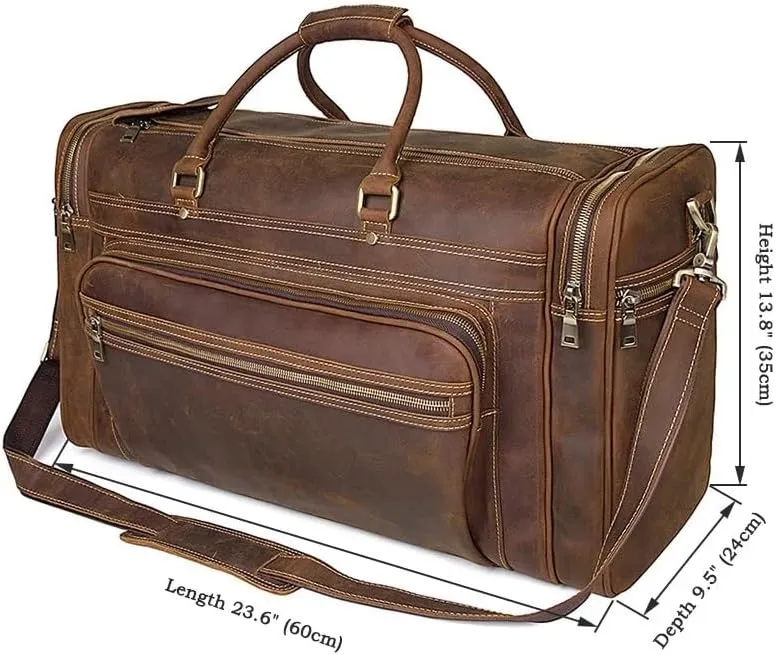 Leather Mens Travel Bag Waterproof Leather Overnight Bag for Male Hand Luggage Men Weekend Bag Business