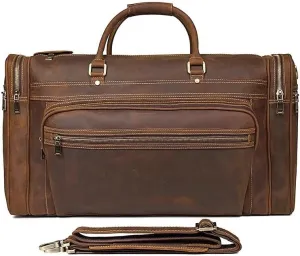 Leather Mens Travel Bag Waterproof Leather Overnight Bag for Male Hand Luggage Men Weekend Bag Business