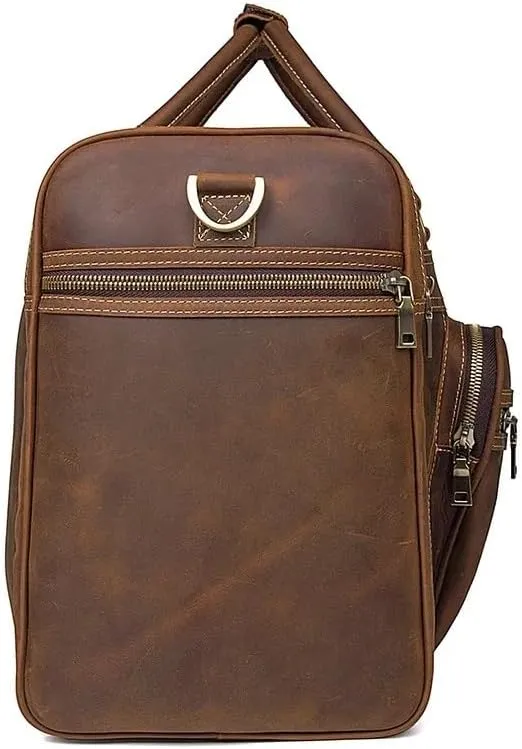 Leather Mens Travel Bag Waterproof Leather Overnight Bag for Male Hand Luggage Men Weekend Bag Business