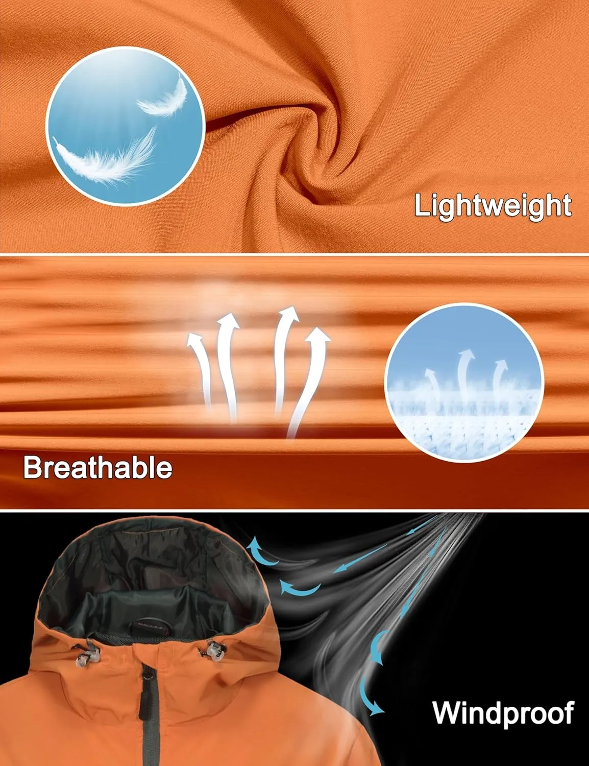 Little Donkey Andy Women's Lightweight Windbreaker Jacket Breathable Windproof Jacket Hiking Running Golf UPF50 