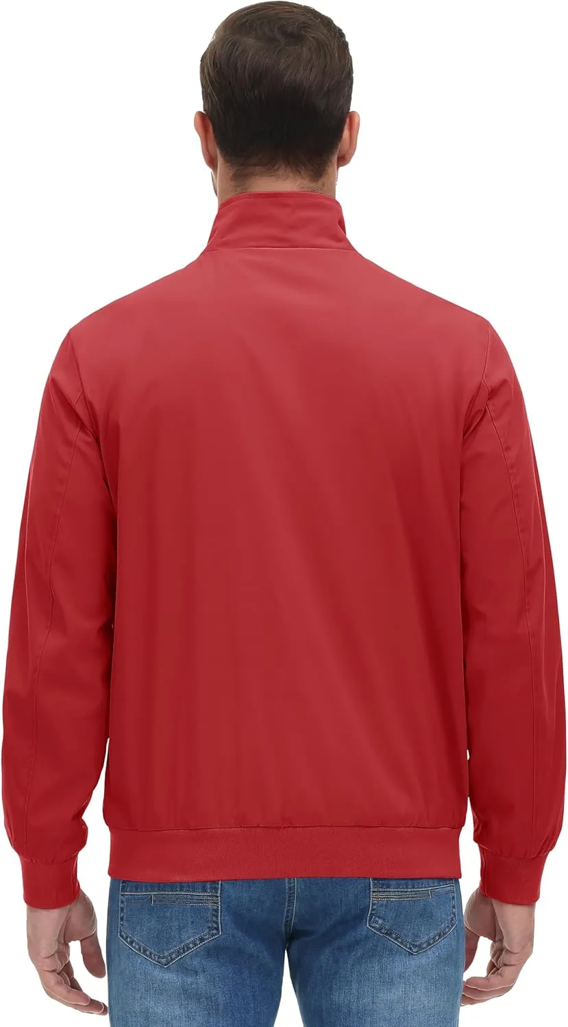 MAGCOMSEN Men's Lightweight Bomber Jacket Windproof Water Resistant Zip Up Coat Stand Up Collar Windbreaker with 3 Pockets