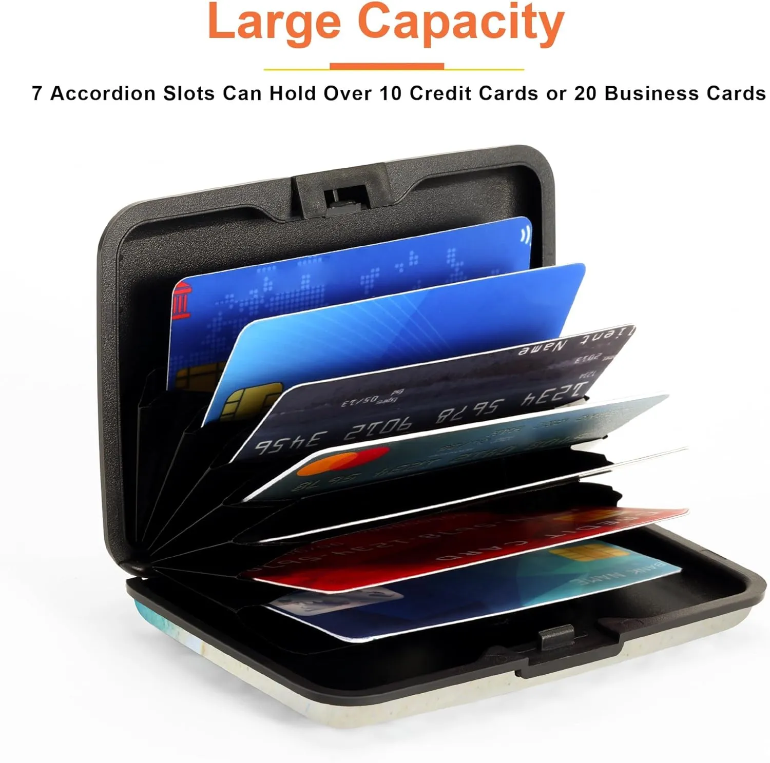 Mayski Credit Card Holder, RFID Blocking, Aluminum Alloy Hard Case, Small Mini Business Metal Wallet for Women Men, Beach