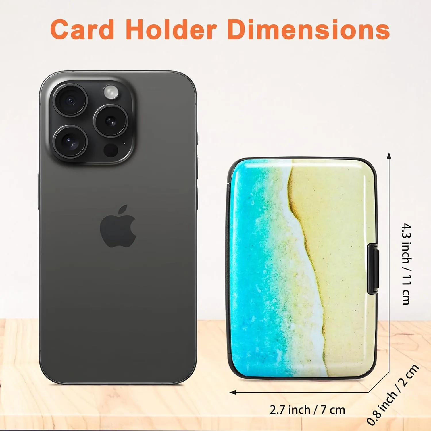 Mayski Credit Card Holder, RFID Blocking, Aluminum Alloy Hard Case, Small Mini Business Metal Wallet for Women Men, Beach