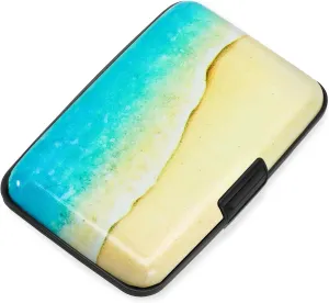 Mayski Credit Card Holder, RFID Blocking, Aluminum Alloy Hard Case, Small Mini Business Metal Wallet for Women Men, Beach