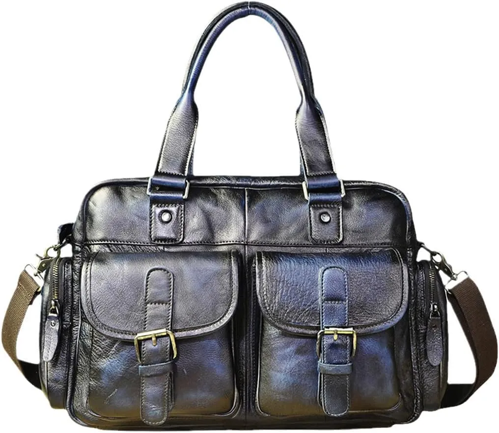 Men Leather Coffee Casual Men Briefcase Business Laptop Case Attache Messenger Bag Tote Bag