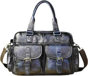 Men Leather Coffee Casual Men Briefcase Business Laptop Case Attache Messenger Bag Tote Bag