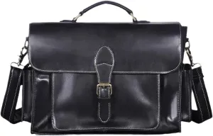 Men Real Leather Business Briefcase 13" Laptop Document Case Attache Portfolio Crossbody Bag