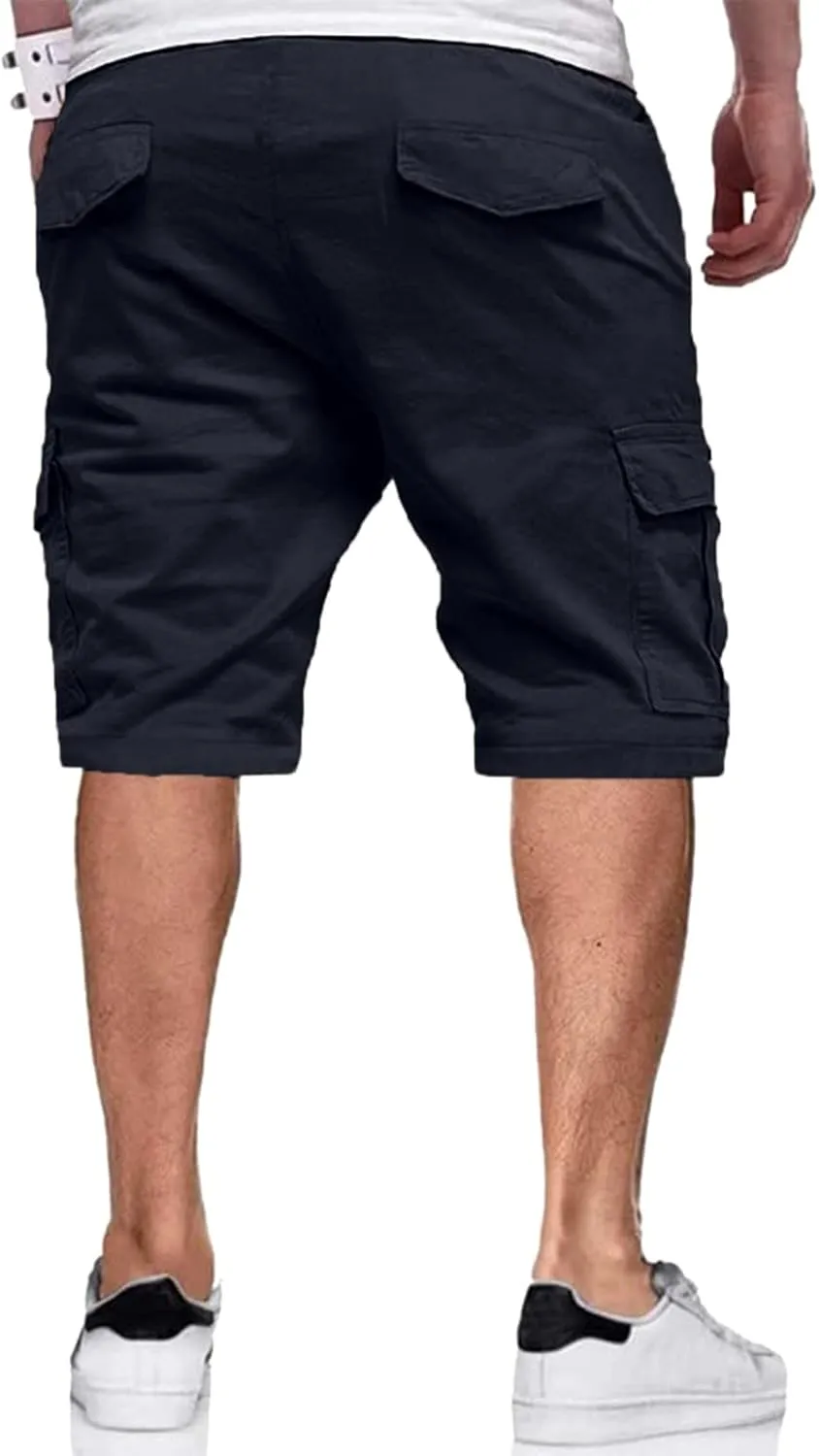 Men's Shorts Cargo Mens Cotton Men Casual Patriotic Elastic Waist for Summer Workwear Linen Big Tall Wear
