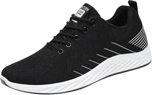 Men's Stylish Lightweight Sneakers Supportive Running Athletic Sneaker Comfortable & Light-Weight Stretch Shoes(Black, 8.5)