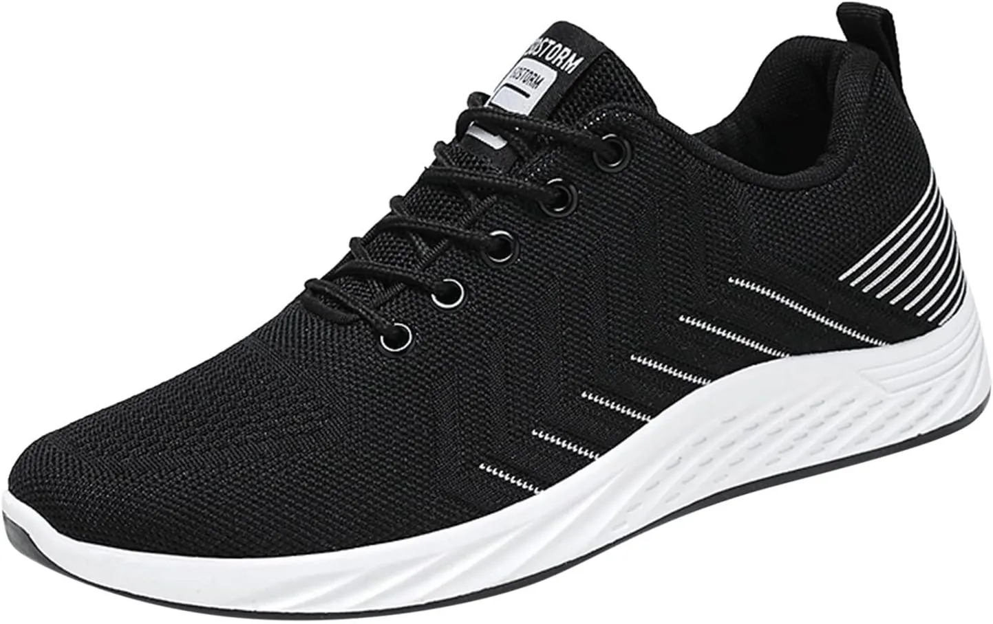 Men's Stylish Lightweight Sneakers Supportive Running Athletic Sneaker Comfortable & Light-Weight Stretch Shoes(Black, 8.5)
