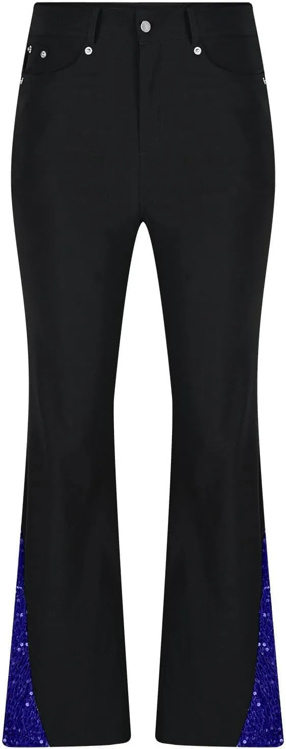 Men's Vintage Casual Flared Pants Classic Stretch Fit Button Bell Bottom Denim Jeans Skinny Straight Leg Trousers