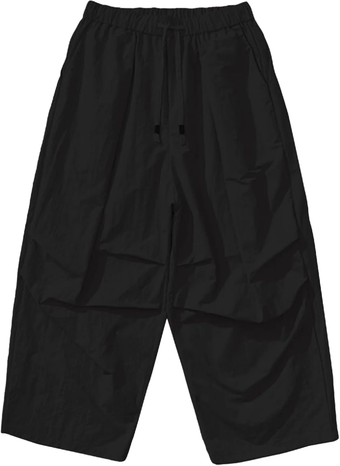 Mens Wide Leg Pants Plain Loose Fit Casual Pant Trendy Drawstring Waist Slacks Summer Fashion Trouser with Pocket