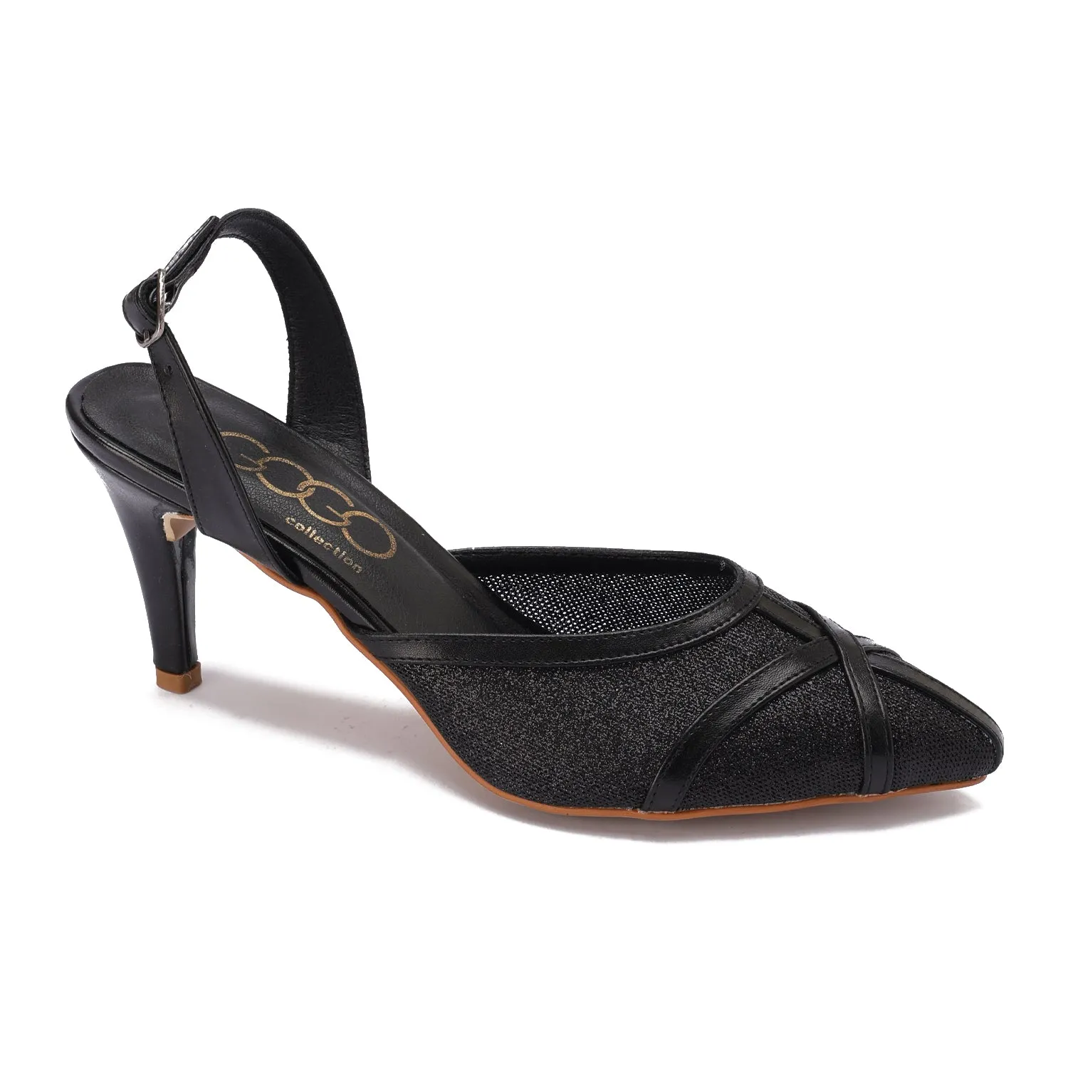 Mid-Heel Slingback Pump - black