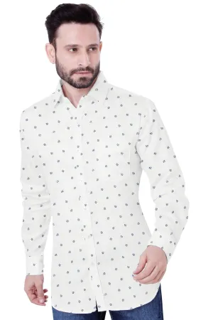 Modern White Print Cotton Shirt