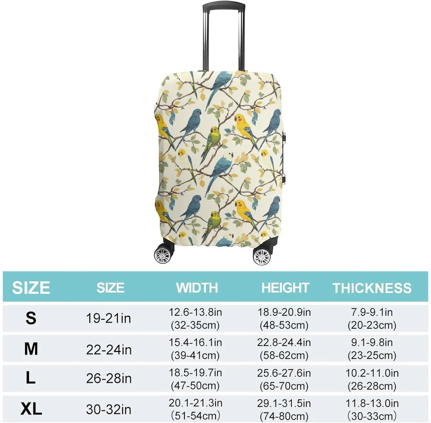 Parakeets Travel Suitcase Protector Luggage Cover Protective Washable Anti-scratch Baggage Cover
