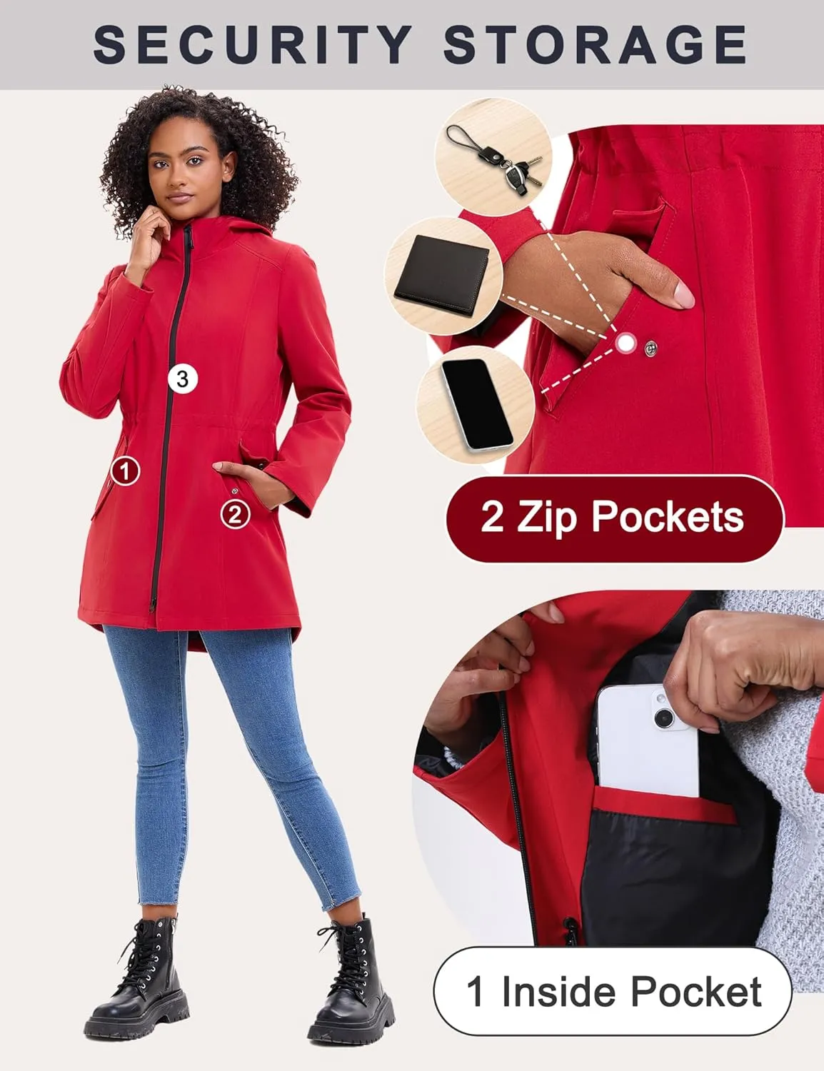 ROYAL MATRIX Women's Waterproof Rain Jacket Lightweight Hooded Breathable Windbreaker Softshell Jacket