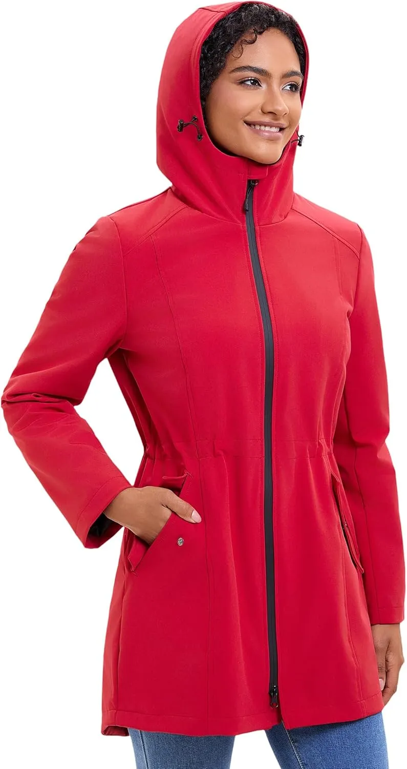 ROYAL MATRIX Women's Waterproof Rain Jacket Lightweight Hooded Breathable Windbreaker Softshell Jacket