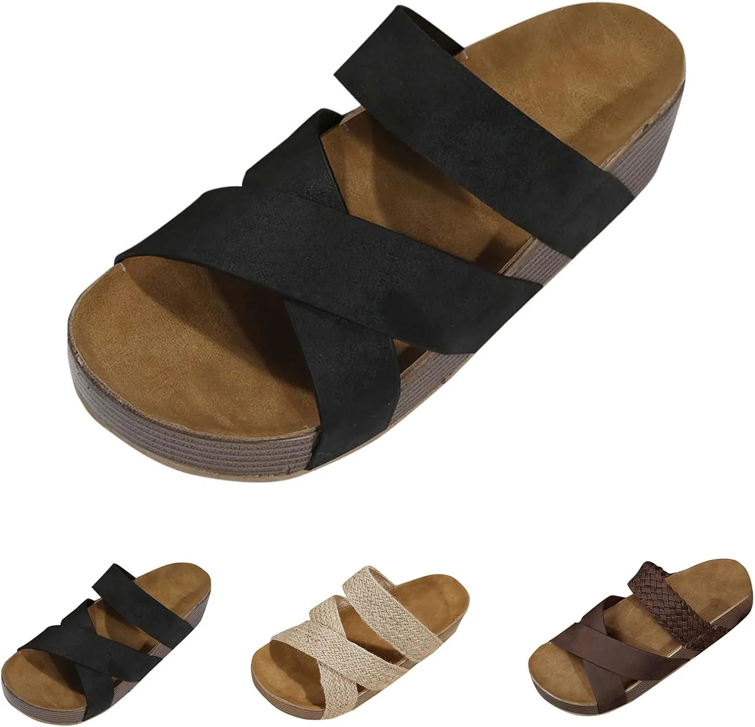 Sandals Women Wedge Shoes Summer Dressy Flip Flops Comfortable Orthopedic Platform Non Slip Sandals Fashion Flower Decor Walking Shoes for Summer And Daily Wear