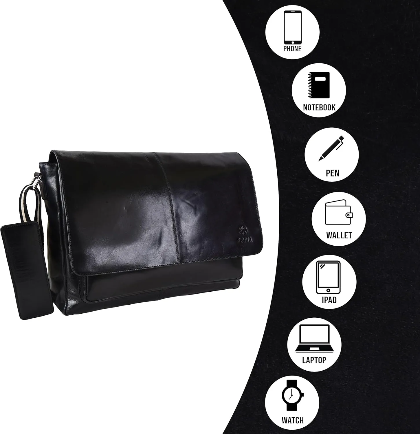 SERGA Real Leather Messenger Laptop Bag for Men & Women LEGACY