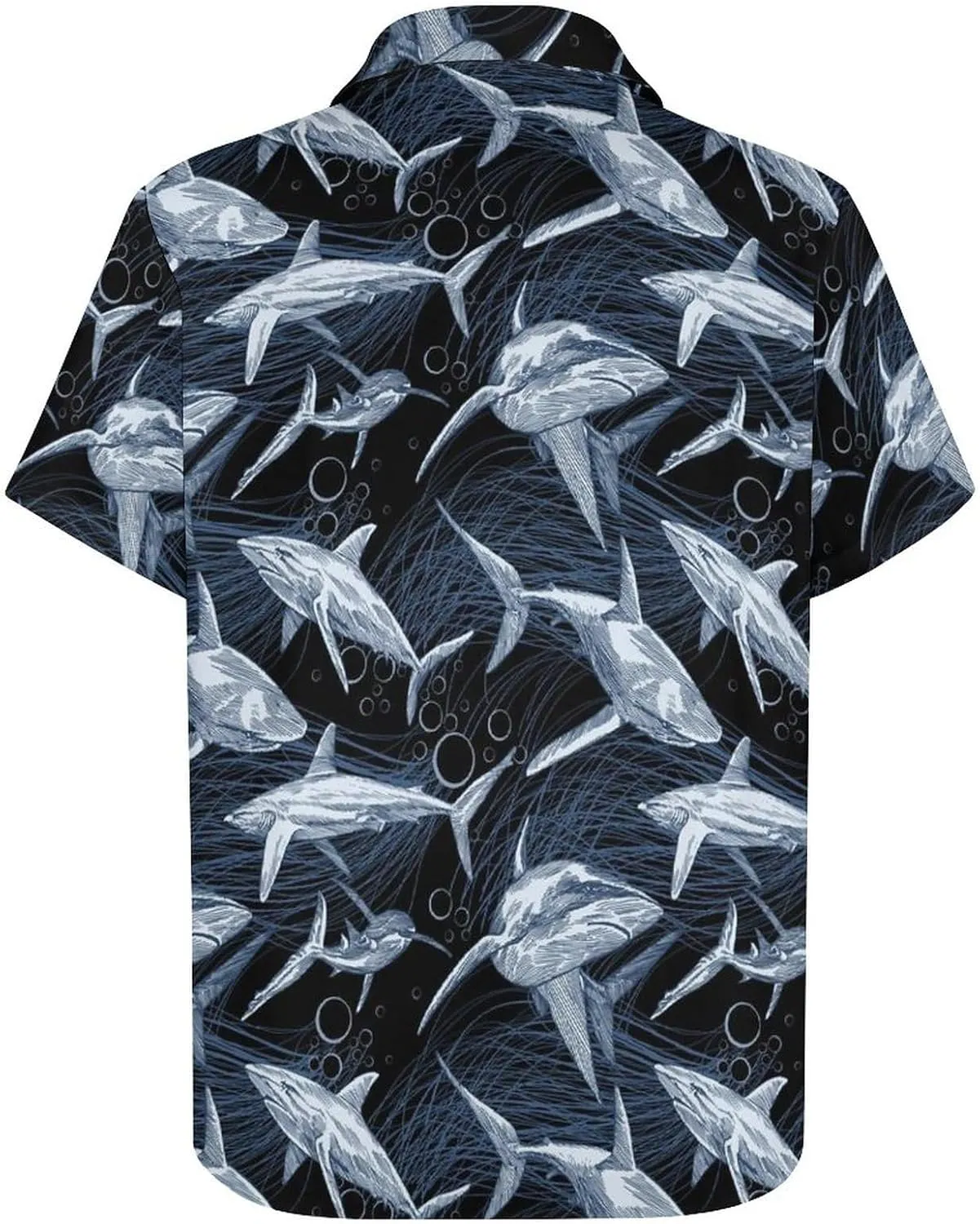 Shark Pattern Aloha Hawaiian Shirt Men Short Sleeve Casual Tropical Beach Shirt Quick Dry,