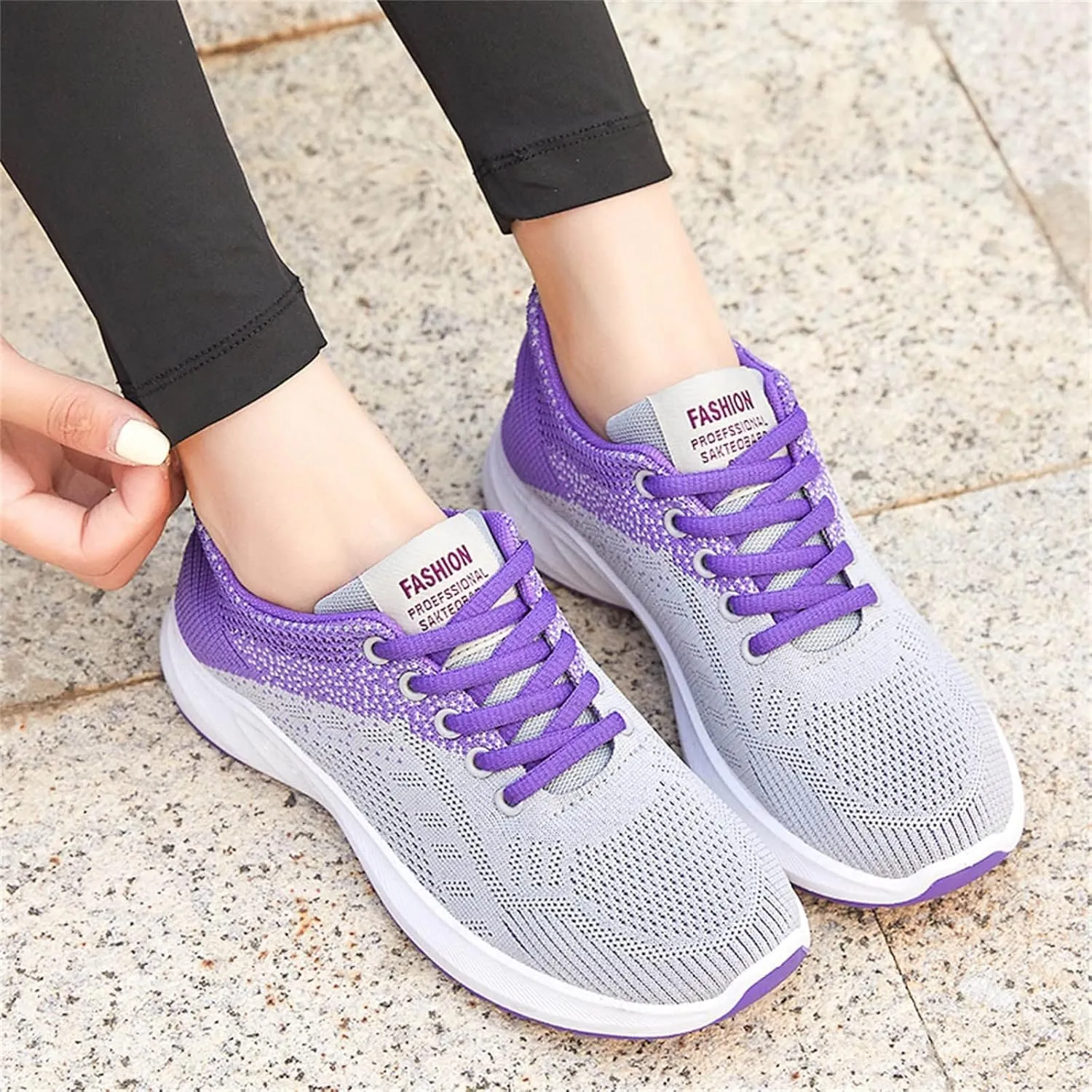 Sneakers for Women Casual Mesh Breathable Lace Up Walking Non Slip Work Shoes Women Athletic Women's Casual Shoes Casual Sneakers Black Tennis Shoe Trainers Shoe