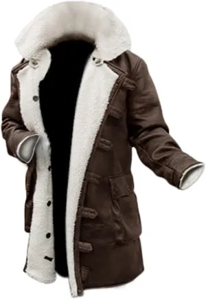 SpazeUp Bane Coat Knight Rises Tom Shearling Leather Coat Hardy Winter Ginger Swedish Brown Trench Leather Duster Coat