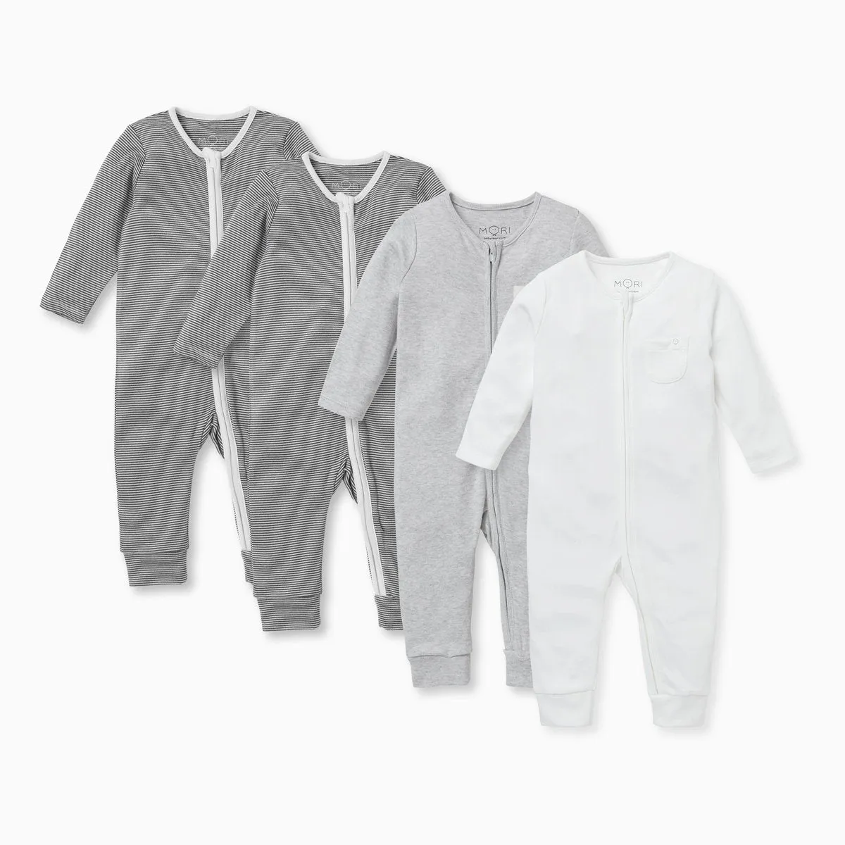 Stripey Zip-Up Sleep & Play One-Piece 4 Pack
