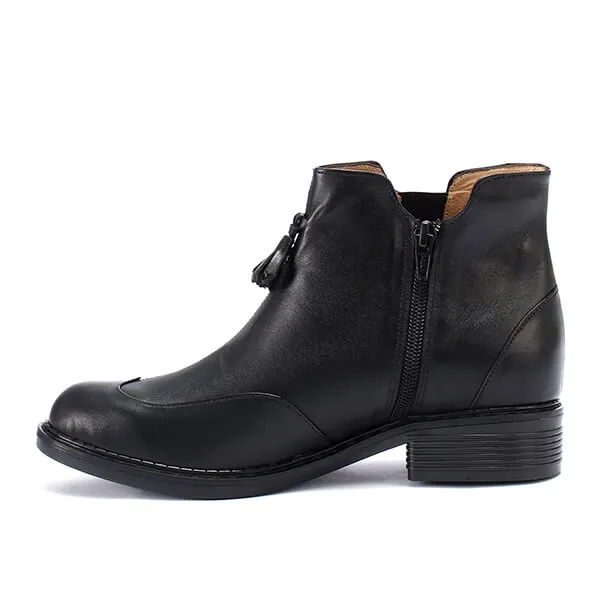 Tassel Ankle Leather Boots