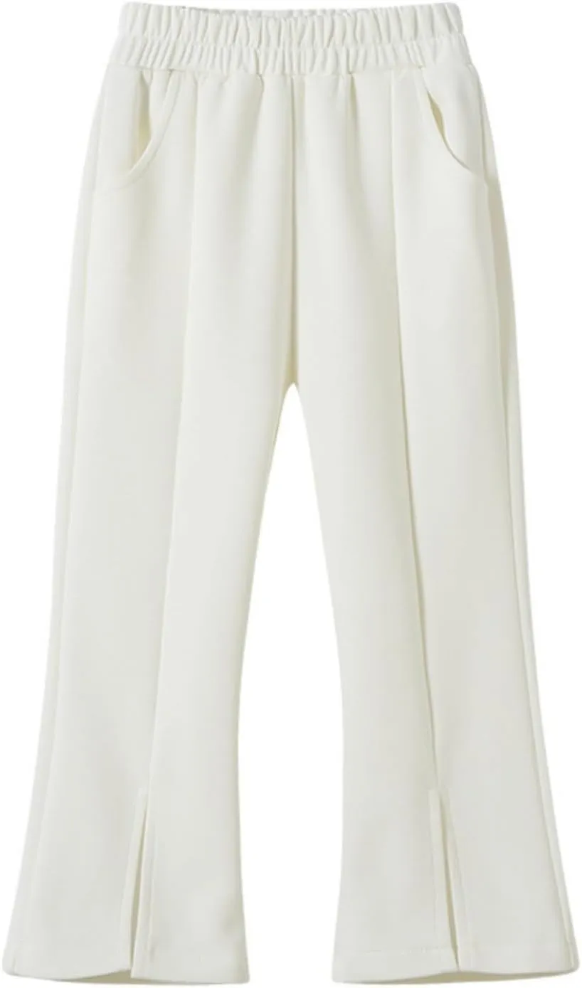 Toddler Kids Elastic Waist Bell Bottom Cotton Long High Waist Solid Stretch Yoga Trousers Slim Legging Trousers
