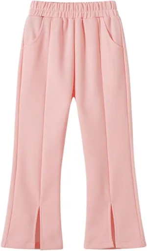 Toddler Kids Elastic Waist Bell Bottom Cotton Long High Waist Solid Stretch Yoga Trousers Slim Legging Trousers
