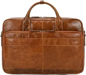 Tote Briefcase Leather Men's Vintage Commuter Baottop Layer Cowhide 14 "computer Handbag Business Bag