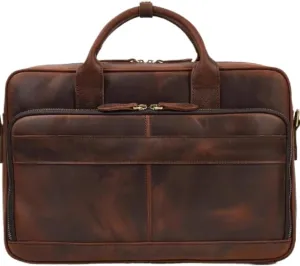Tote Briefcase Leather Men's Vintage Commuter Baottop Layer Cowhide 14 "computer Handbag Business Bag