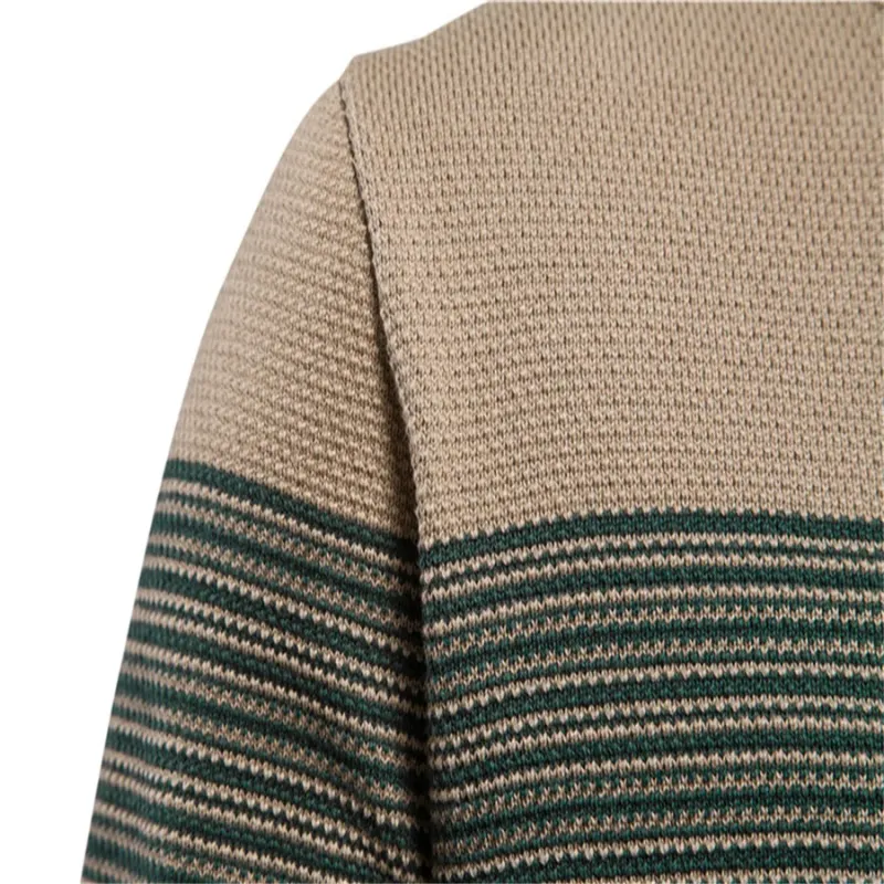 Vormvol - Meerkeurige Ronde Hals Heren Trui met Modern Streepdesign