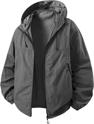 Waterproof Rain Jacket Mens Outdoor Plain Windbreaker Hiking Unisex Raincoats Jogging Breathable Rain Coats
